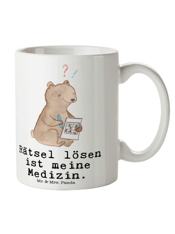 Mr. & Mrs. Panda Tasse Bär Rätsel lösen mit Spruch in Weiß