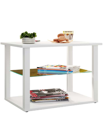 VCM  Holz Sofatisch Couchtisch Glas Tisch Wanilo M in Weiß