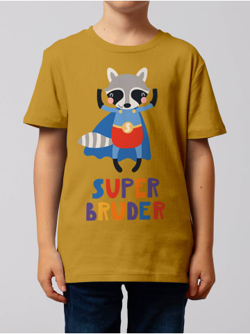 wat? Apparel T-Shirt Waschbär Superbruder in Ocker