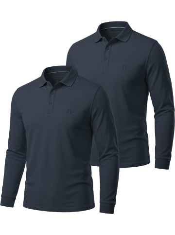 normani 2er Set Herren Langarm Poloshirt Lyroe in Navy
