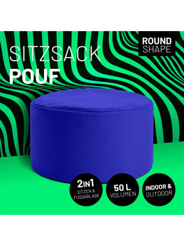 Lumaland Sitzsack-Hocker Pouf rund 50l blau  Blau