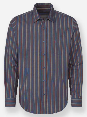 WITT WEIDEN Langarm-Hemd in rauchblau-gestreift