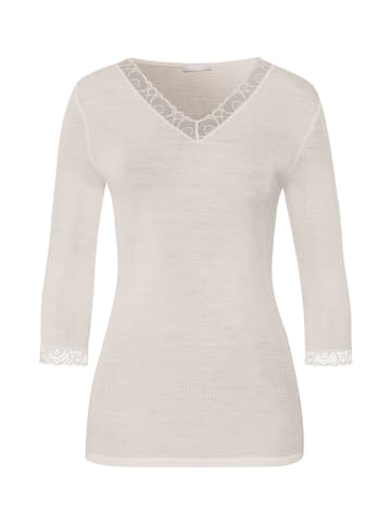 Hanro Sleepshirt Woolen Lace in misty white