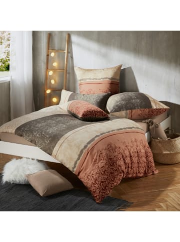 Erwin Müller Mako-Satin Bettwäsche in rot-beige