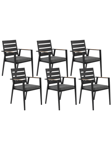 Beliani 6er-Set Gartenstuhl TAVIANO in Schwarz/Grau/Braun