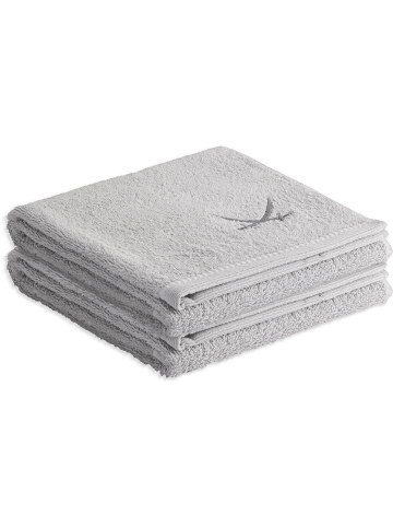 Sansibar 2er Handtuch-Set „Frottier-Kollektion Classic“, 50x100 cm in Silber