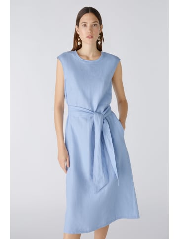 Oui Midikleid Leinen- Baumwollpatch in light blue