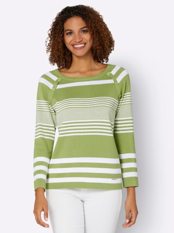 WITT WEIDEN Pullover in kiwi-weiß-gestreift