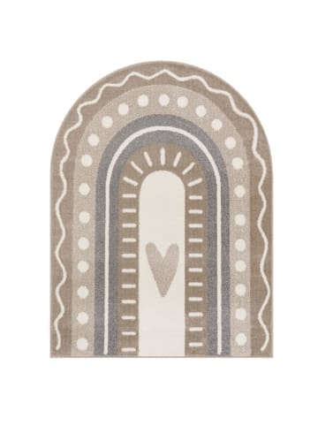KADIMA DESIGN Kinderteppich Herz-Regenbogen Kinderzimmer in Beige