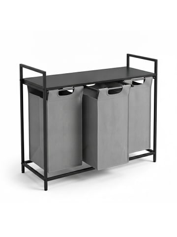 relaxdays Wäschekorb in Schwarz/ Grau - (B)92,5 x (H)73 x (T)33 cm