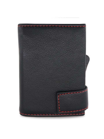 SecWal SecWal 1 Kreditkartenetui Geldbörse RFID Leder 9 cm in schwarz-rot