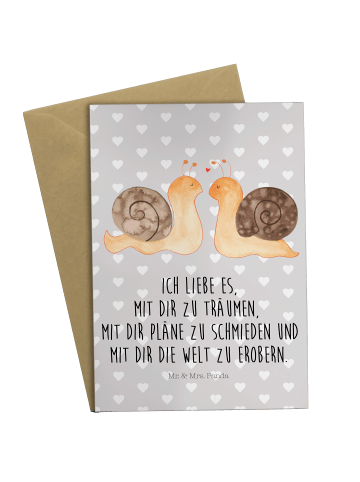 Mr. & Mrs. Panda jubiläumskarte Schnecken Liebe mit Spruch in Grau Pastell