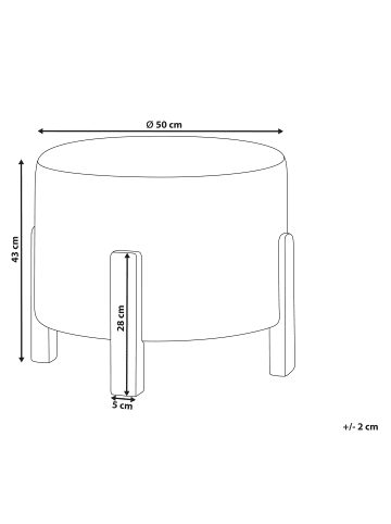 Beliani Pouf TERRY in Weiß/Braun - (W) 53 x (H) 43 x (L) 53 cm