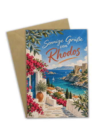 Grußkarte Küste sommerlich Design mit Spruch in Weiß