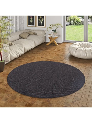 Teppich Alma Meliert Rund in schwarz