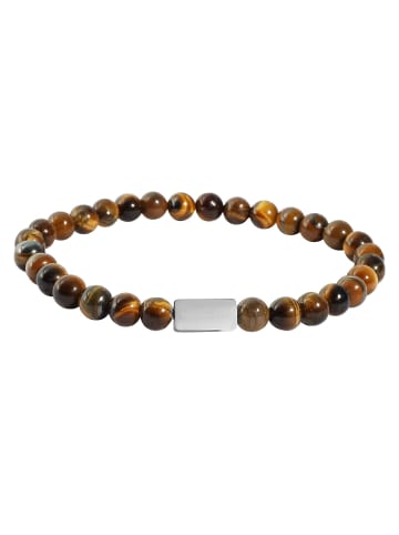 Adeliás Herren Armband – Kugelarmband aus Edelstahl mit Tigerauge 21 cm in braun