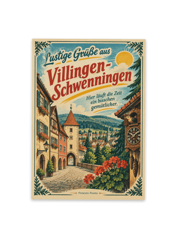 Postkarte Altstadt nostalgisch Design mit Spruch in Weiß