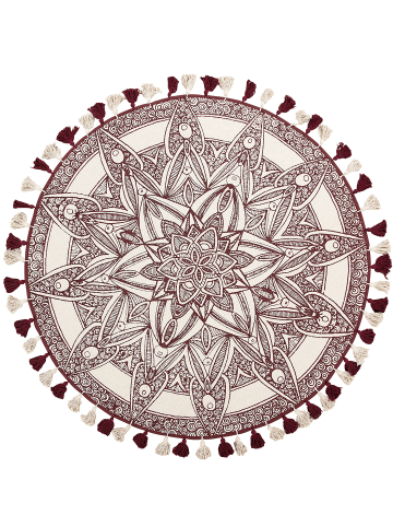 Beliani Kurzflor OLTU in Rot/Beige - (W) 120 x (H) 3 x (L) 120 cm