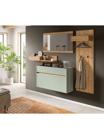 Inn.Furn Garderobe-Set Salbei und Artisan Eiche, Garderobe 4-teilig, 205 x 192 cm
