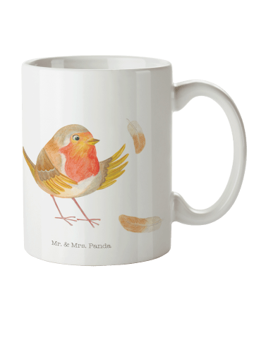 Mr. & Mrs. Panda Plastikbecher Rotkehlchen Federn ohne Spruch in Weiß