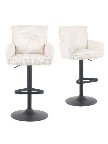 DUBI Möbel 2er-Set: Barhocker Nova in Creme - (B)55 x (H)100 x  (T)58 cm