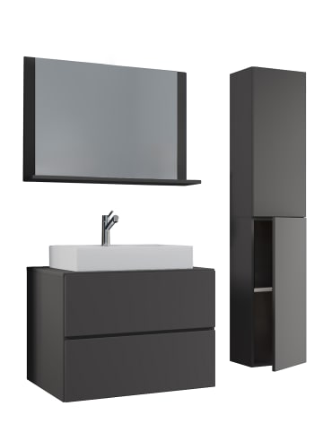 VCM 4-tlg. Waschplatz Waschtisch Lendas L Schublade in Anthrazit