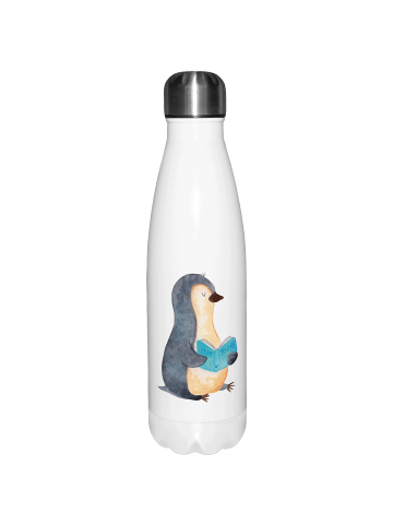 Mr. & Mrs. Panda Thermosflasche Pinguin Buch ohne Spruch in Weiß