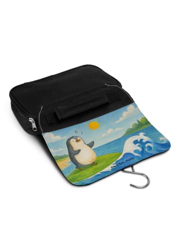 Mr. & Mrs. Panda Kosmetiktäschchen Pinguin Surfer Design ohne Sp... in Weiß