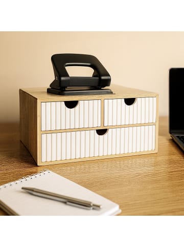 Schubladenbox in Weiß/Natur - (B)30 x (H)15 x (T)20 cm