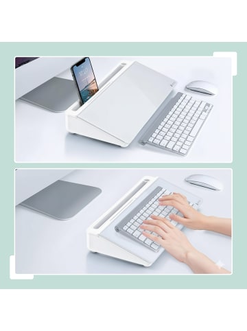 relaxdays Schreibtisch Organizer in Weiß - (B)40 x (H)5,5 x (T)18 cm