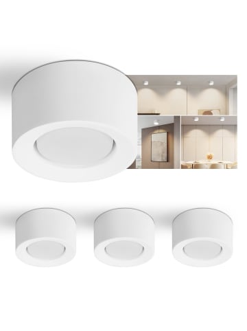 ZMH 4er-Set Deckenleuchte in weiß 1-flammige GX53 mit Gips Lampenschirm rund Modern