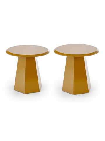 Feldmann-Wohnen Couchtisch 2er Set Loca senfgelb Hochglanz je 50 / 50 / 47cm