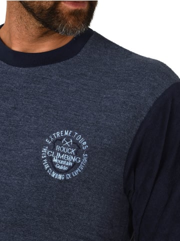 NORMANN Frottee Pyjama langarm Schlafanzug Bündchen - 58910 in blau-melange