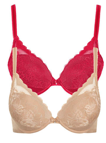 Lisca 2er Pack Push up BH in red-sweet almond