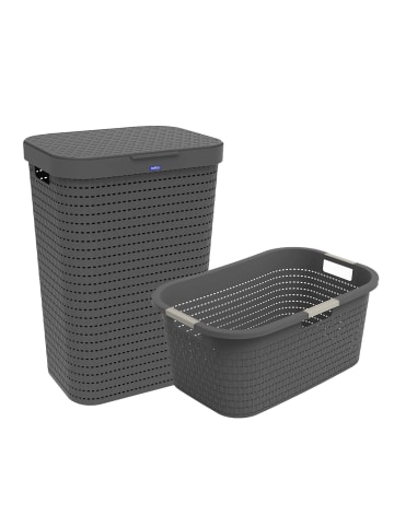 Rotho Country Set 2tlg. bestehend aus Korb 40l und Sammler 55l mit Deckel in Anthrazit