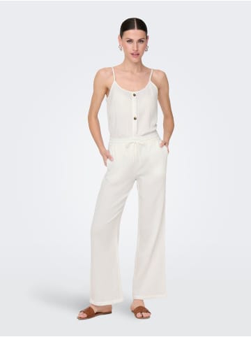 JACQUELINE de YONG Palazzo Leinenhose mit weitem Bein und Kordelzug in Weiß