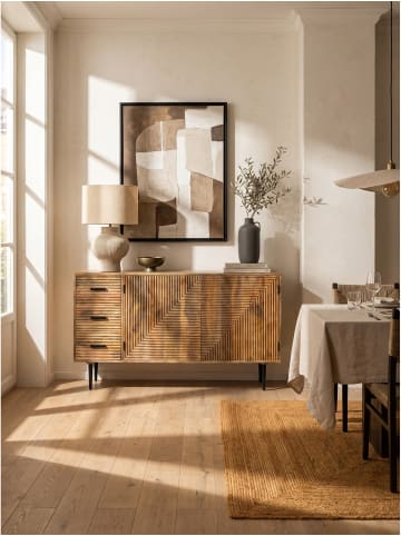 KADIMA DESIGN Sideboard rechteckig, Massivholz, 2 Türen und 3 Schubladen