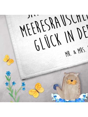 Mr. & Mrs. Panda Frotteehandtuch Sommer Meer Glück mit Spruch in Weiß