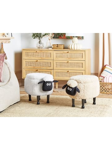 Beliani Tierhocker SHEEP in Beige/Schwarz/Braun - (W) 55 x (H) 40 x (L) 35 cm