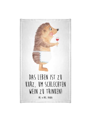 Mr. & Mrs. Panda Gästehandtücher Igel Wein mit Spruch in Weiß