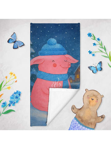 Mr. & Mrs. Panda Badhandtuch Schwein Glühwein Design ohne Spruch in Eisblau