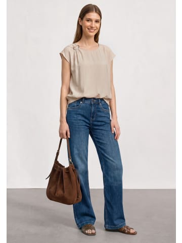 Street One Blusenshirt mit Rundhals und Schnallendetail in Clay Sand