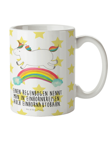 Mr. & Mrs. Panda Kindertasse Einhorn Regenbogen mit Spruch in Weiß