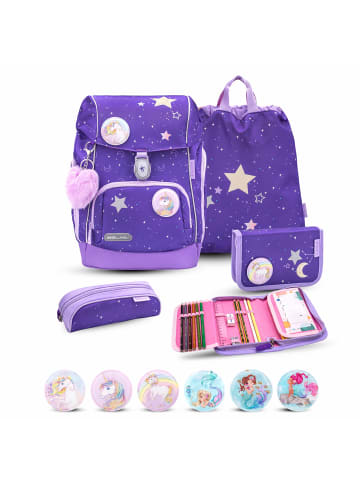 Belmil Rucksack Comfy Plus Premium Schulranzen Set 5-teile Dahlia Federtasche 7 Jahre