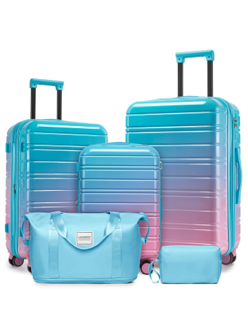 ABRIHOME Koffer set mit Reisetaschen und TSA-Schloss in Blau