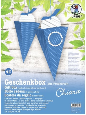 Buntpapierfabrik Ludwig Bähr Geschenkbox Chiara 7,5x20x7,5cm Packung mit 5 Stück Motiv: 42
