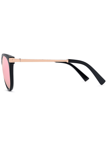 styleBREAKER Cateye Sonnenbrille in Schwarz-Gold / Pink verspiegelt