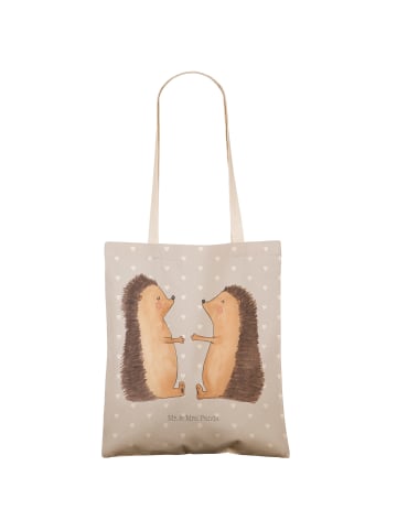 Mr. & Mrs. Panda Tasche Igel Liebe ohne Spruch in Grau Pastell