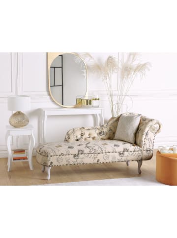 Beliani Chaiselongue NIMES in Beige/Weiß - (W) 169 x (H) 79 x (L) 65 cm rechtsseitig