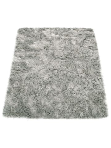 KADIMA DESIGN Hochflor Teppich Shaggy waschmaschinenwaschbar Einfarbig in Grau